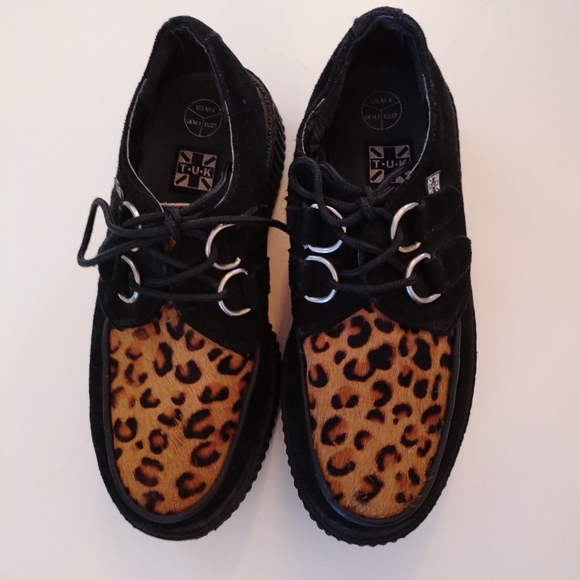 Vintage TUK Y2K Animal Print Creepers Platform Lace-Ups SZ 6 - Picture 4 of 16